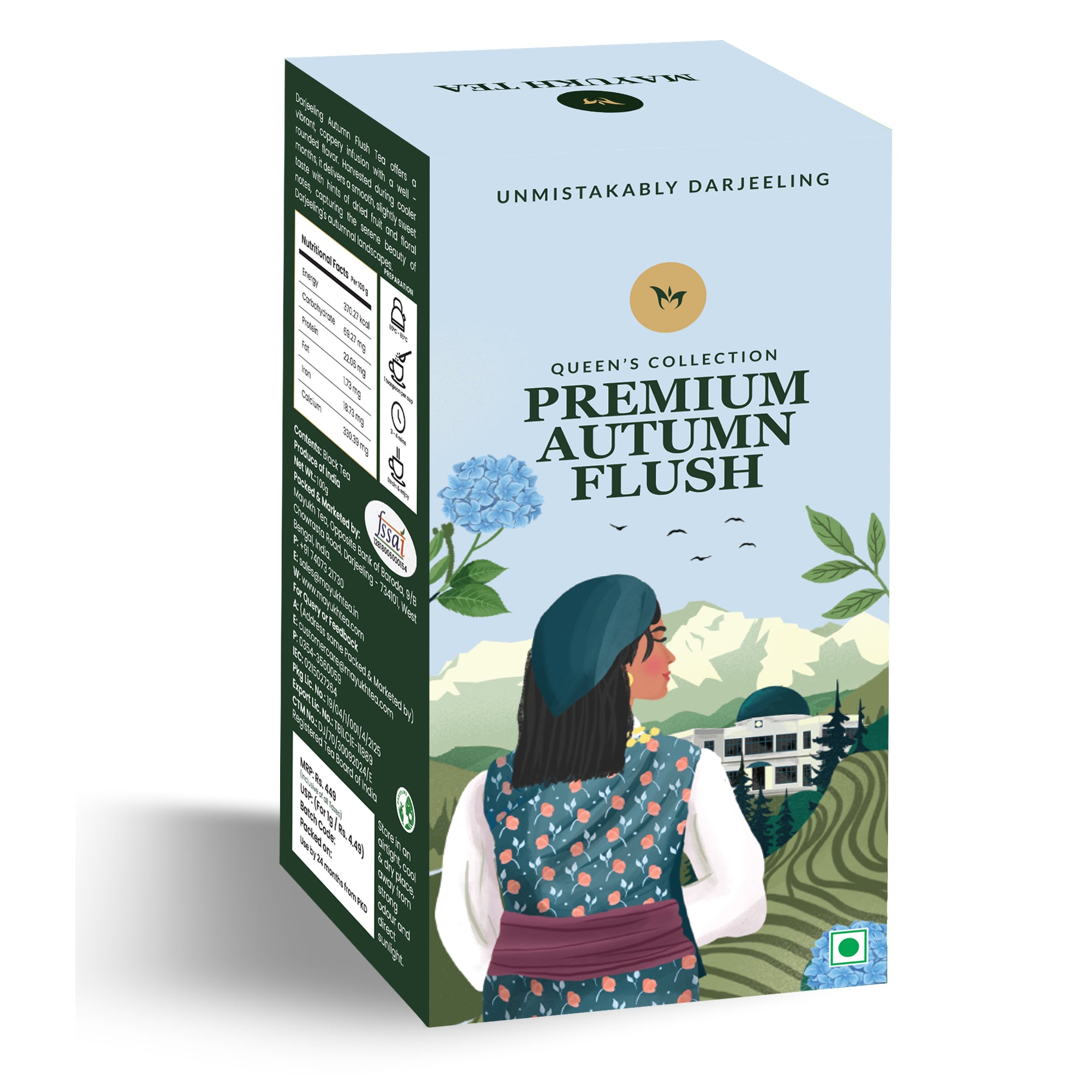 Autumn Flush Darjeeling tea, premium long leaves, offering a mellow and smooth tea experience