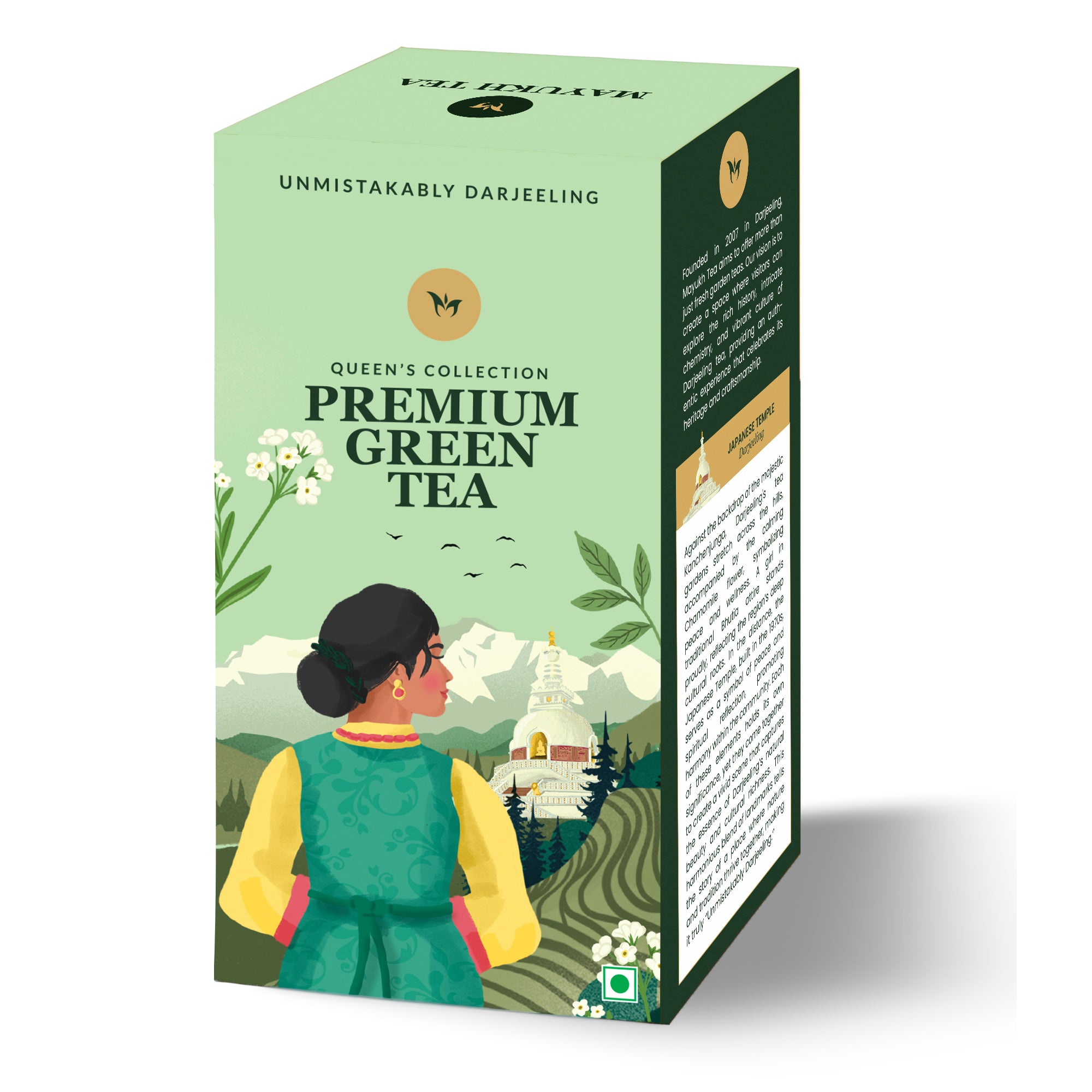 Darjeeling green tea long leaf, handpicked from high-altitude gardens, rich in antioxidants and refreshing taste