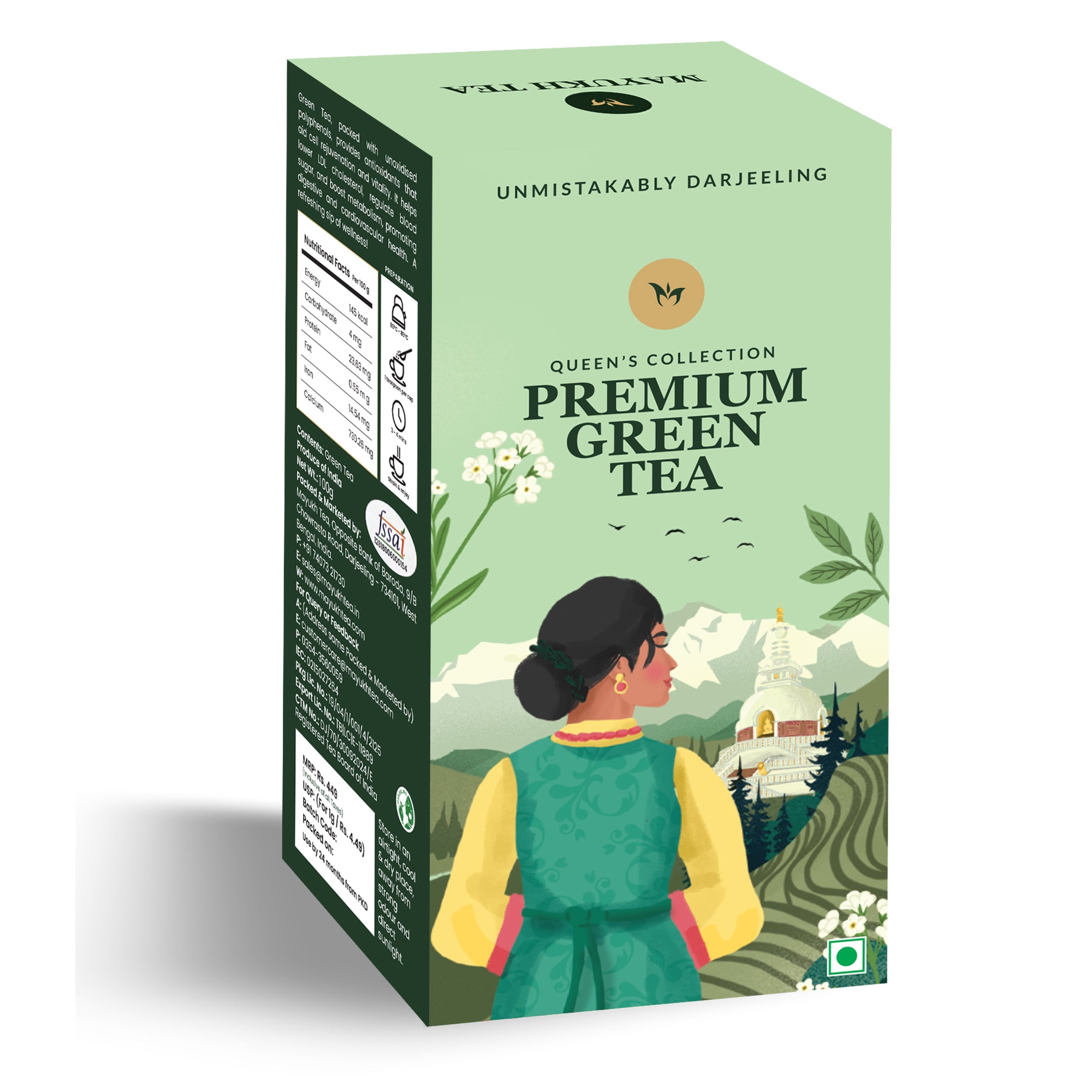 Long leaf Darjeeling green tea, premium quality, naturally processed for a clean and soothing brew
