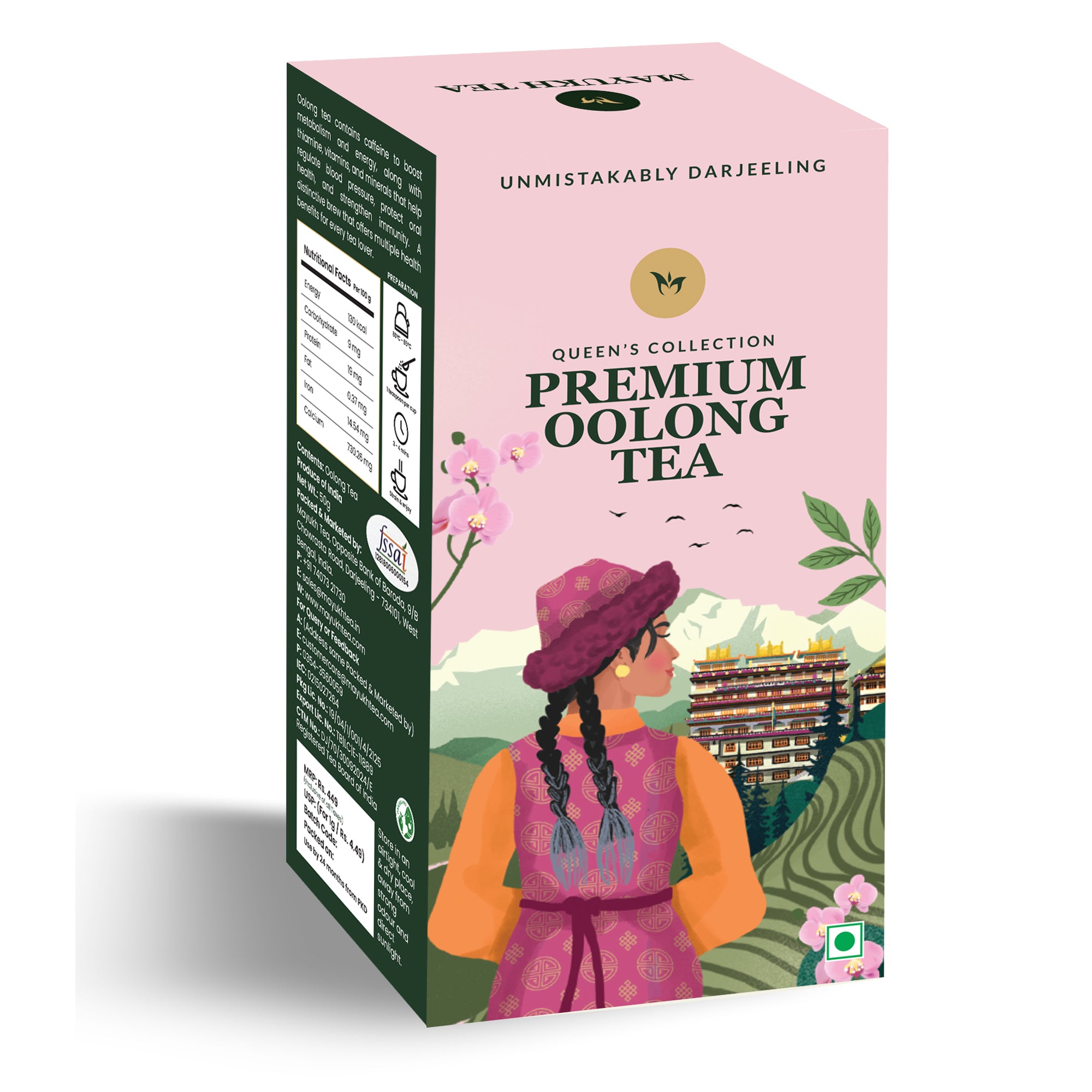 Long leaf Darjeeling Oolong tea, semi-fermented and expertly crafted, known for its balanced and mellow cup