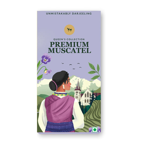 Premium Darjeeling Muscatel Second Flush tea with long leaves, handpicked for its rich aroma and distinctive muscatel flavor