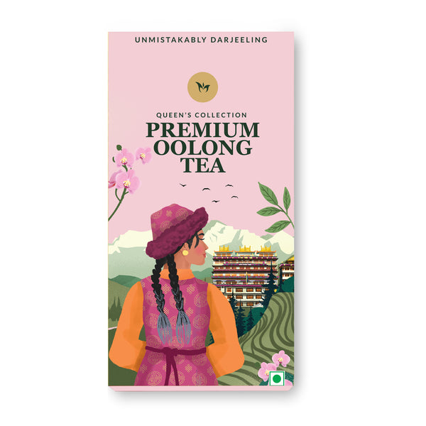 Premium Darjeeling Oolong tea with long leaves, aromatic and smooth, offering a refined floral flavor