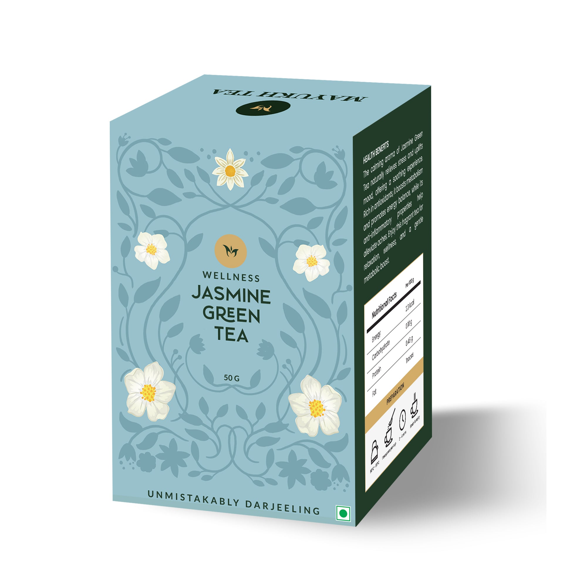 Aromatic jasmine green tea offering soothing calming flavor profile