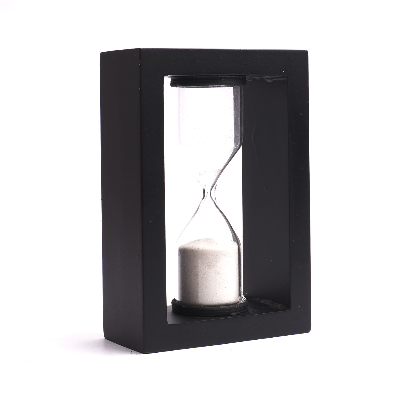 Elegant sand hourglass with wooden stand for timeless interior accents