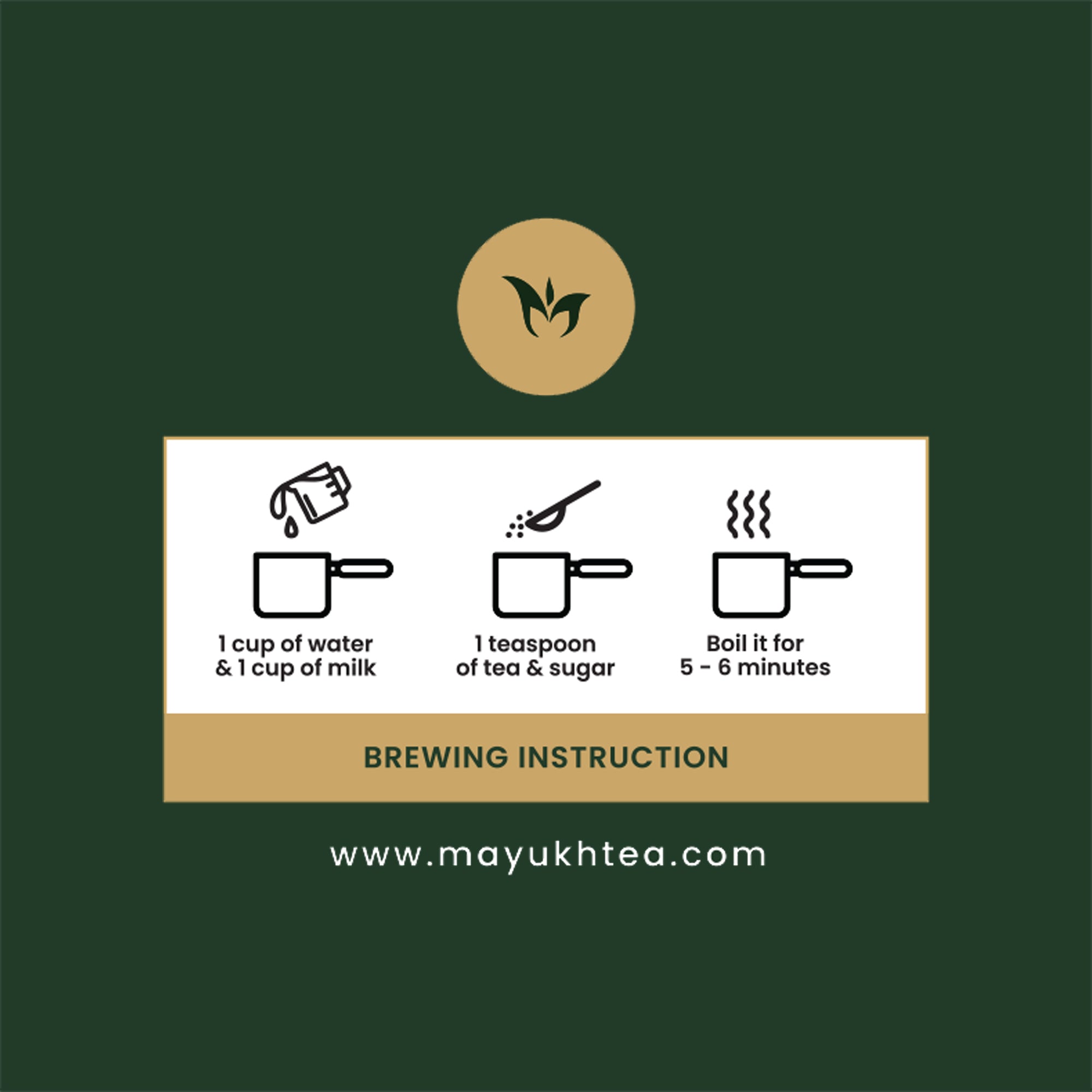 Milk Tea Brewing Instructions Step-by-step guide to brew the perfect cup of classic milk tea using Mayukh Tea leaves. Tips for water, tea quantity, boiling time, milk, and sugar.
