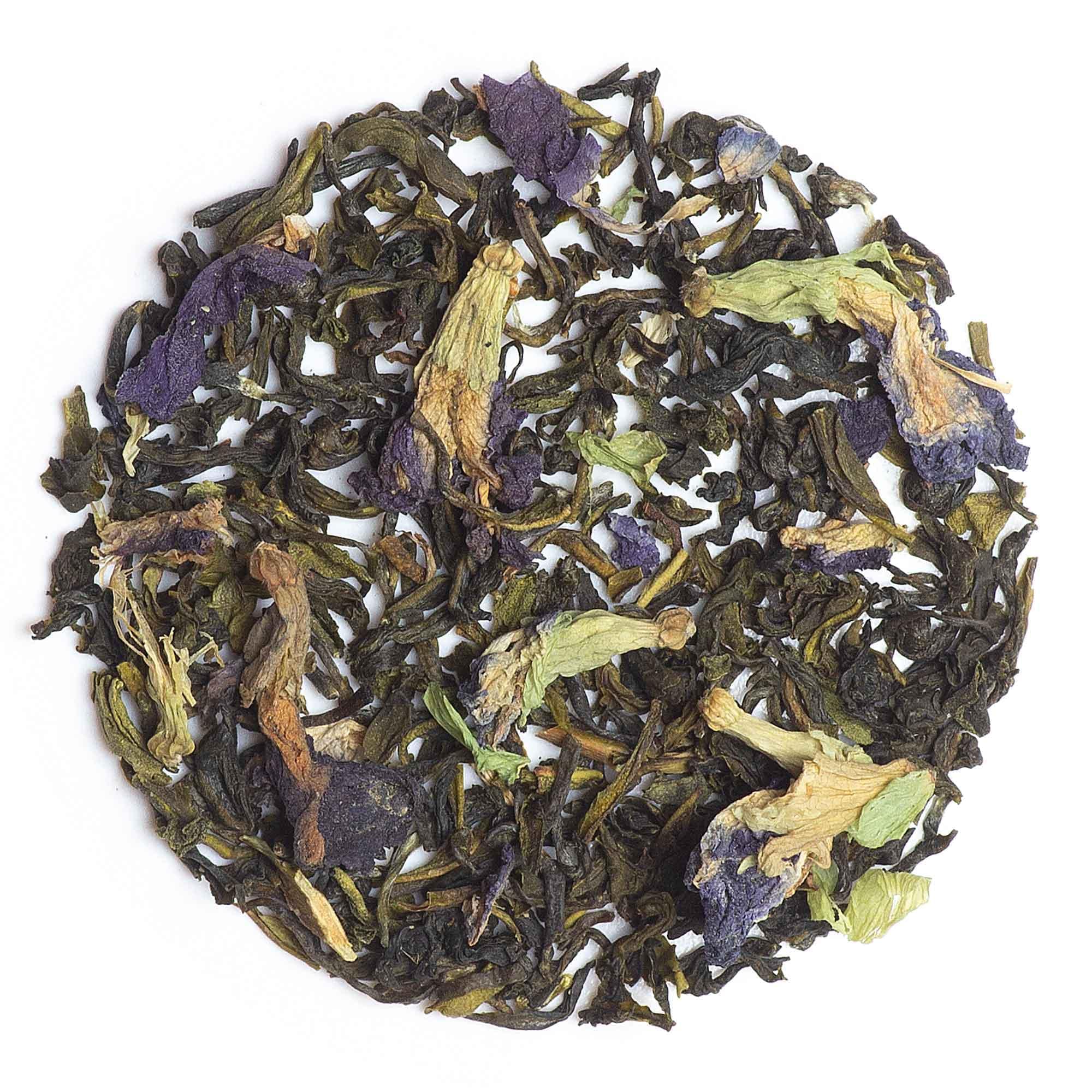 Brewing butterfly pea blue tea with dried blue pea flowers