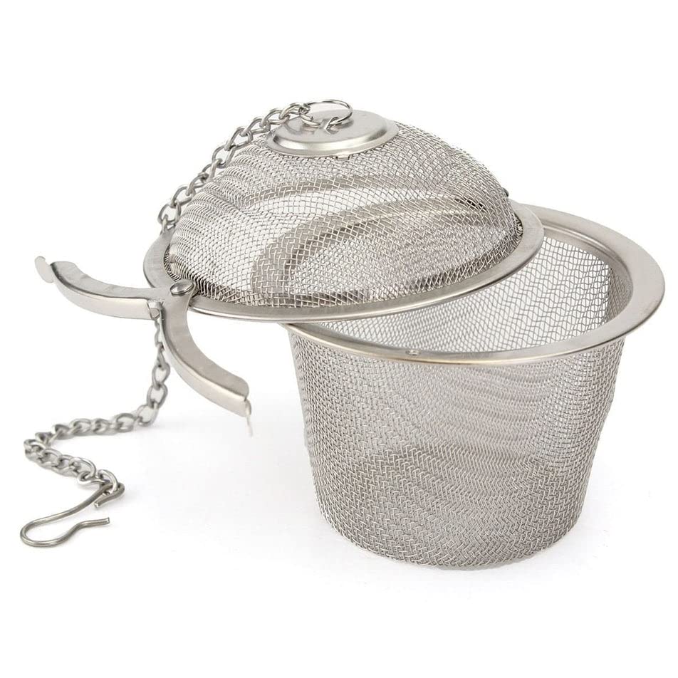 Basket shape tea infuser with chain for loose leaf tea steeping