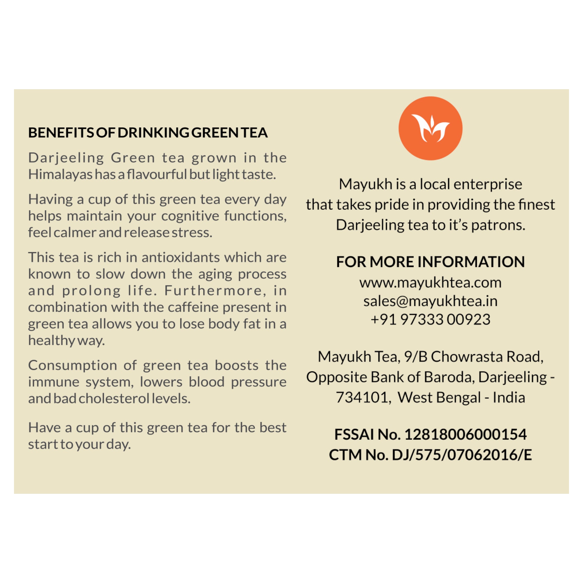 Grassy and vegetal profile Darjeeling green tea with smooth finish