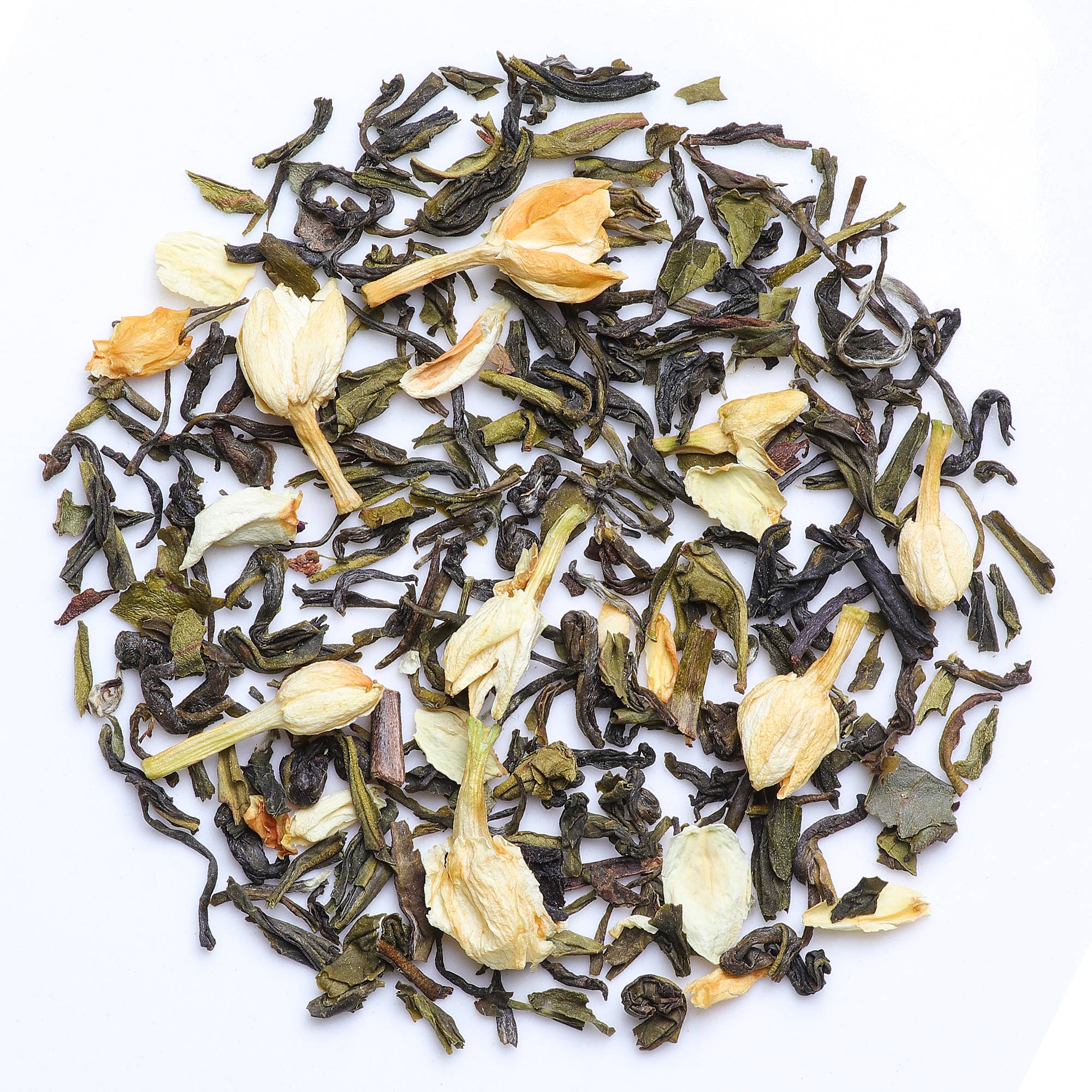 Premium jasmine green tea made with whole buds and fine green leaves