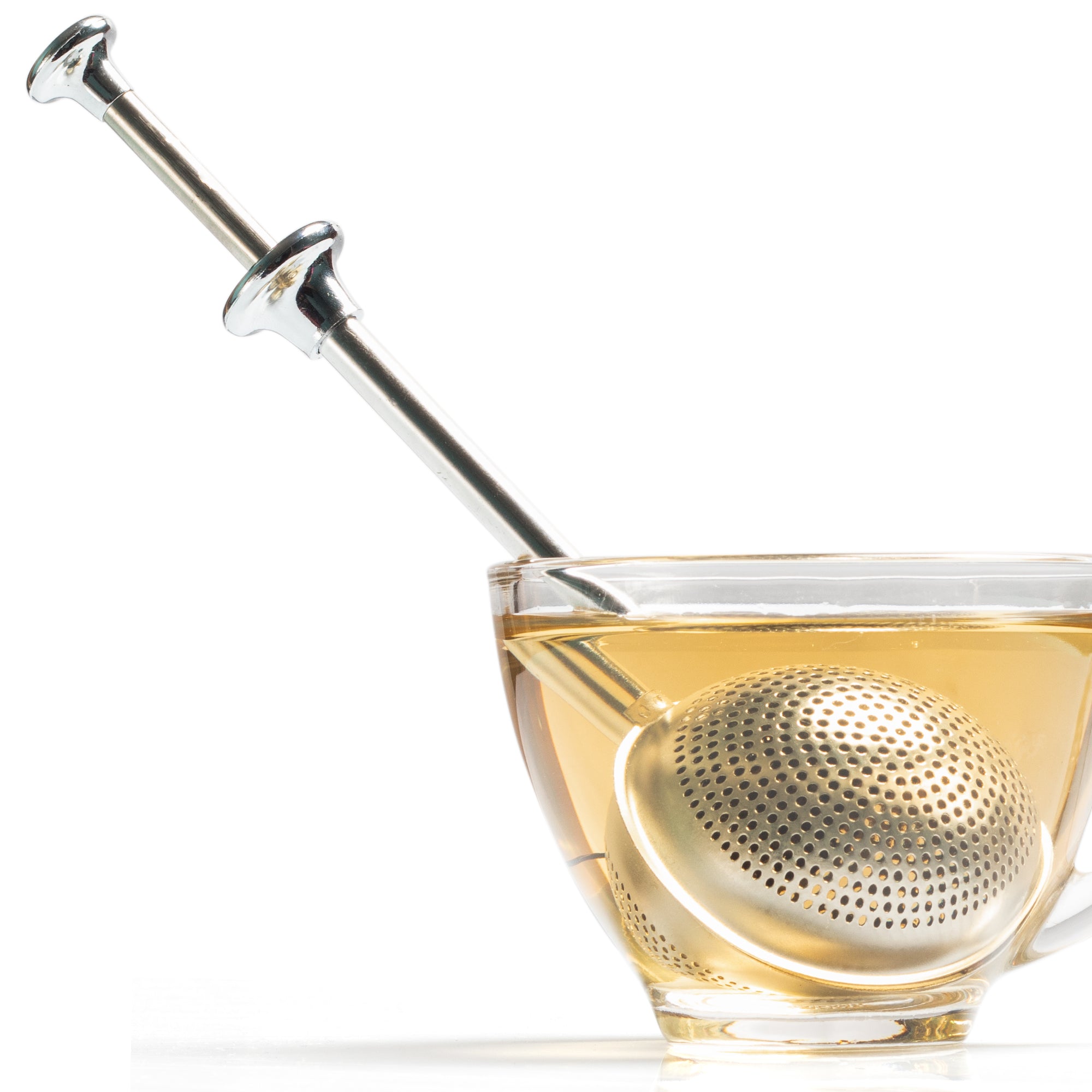 Push open tea infuser stick design for easy filling and cleaning